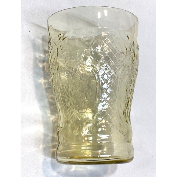6 Federal Glass NORMANDIE "Bouquet and Lattice" Amber Flat Water Tumbler - Picture 3 of 6